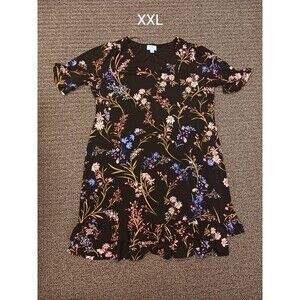 CeCe Black Floral Ruffle Dress